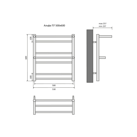 Полотенцесушитель Aquatek Альфа AQ RRP0760BL 50х60 водяной черный